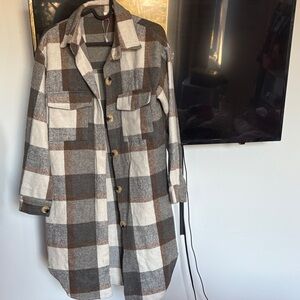 Plaid Button-Up Women's Coat